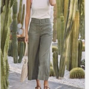 Joelle Stretch Linen Cropped Wide Leg NWT